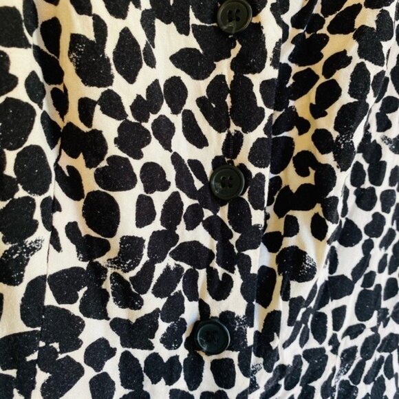 H & M Black & White Leopard Print Short Sleeve Button Down Dress Size S - Picture 5 of 8